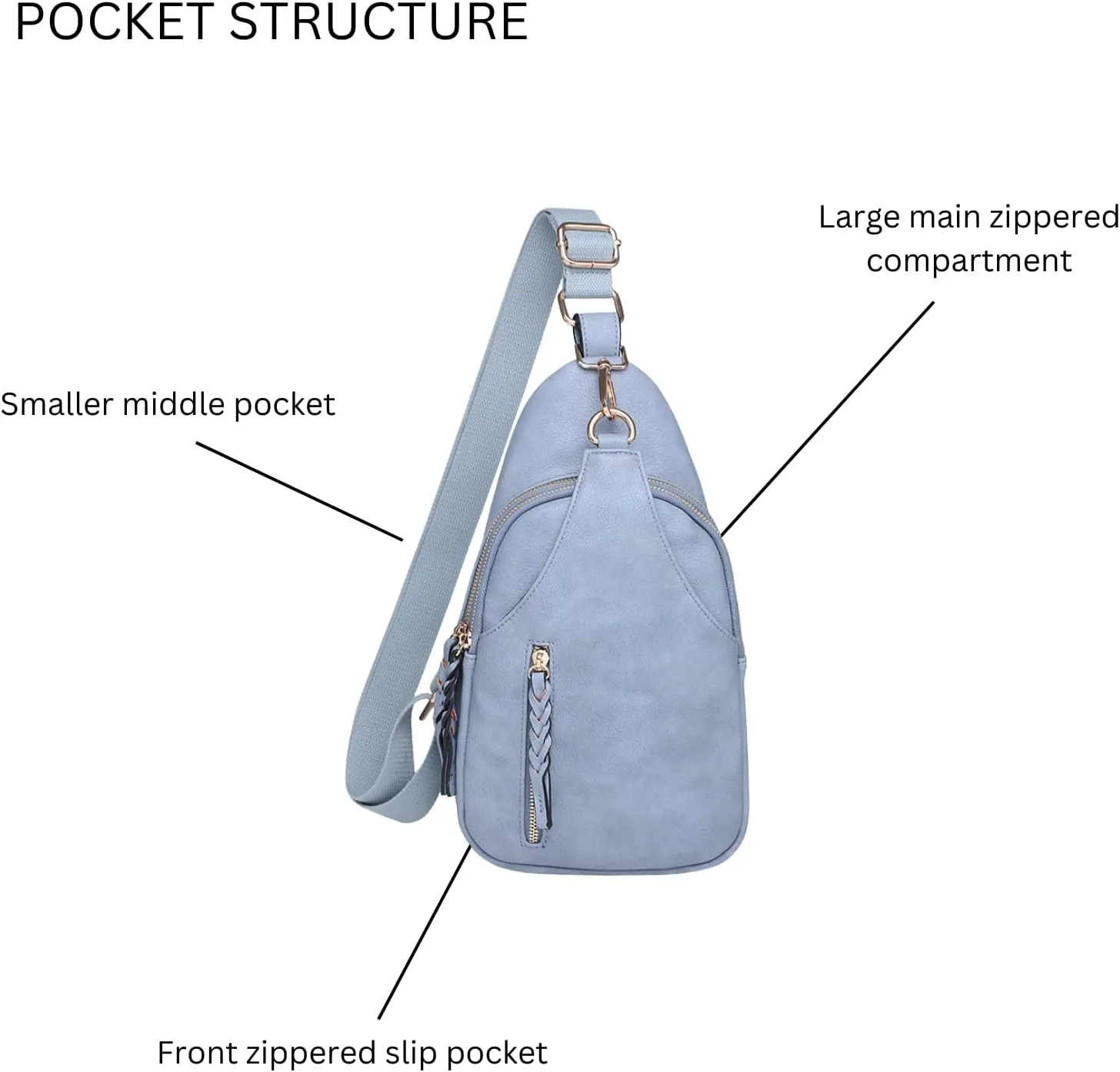 JEN & CO. Nikki Crossbody Sling Bag for Women Vegan Leather Fanny Pack Purse Trendy Chest Bag for Travel