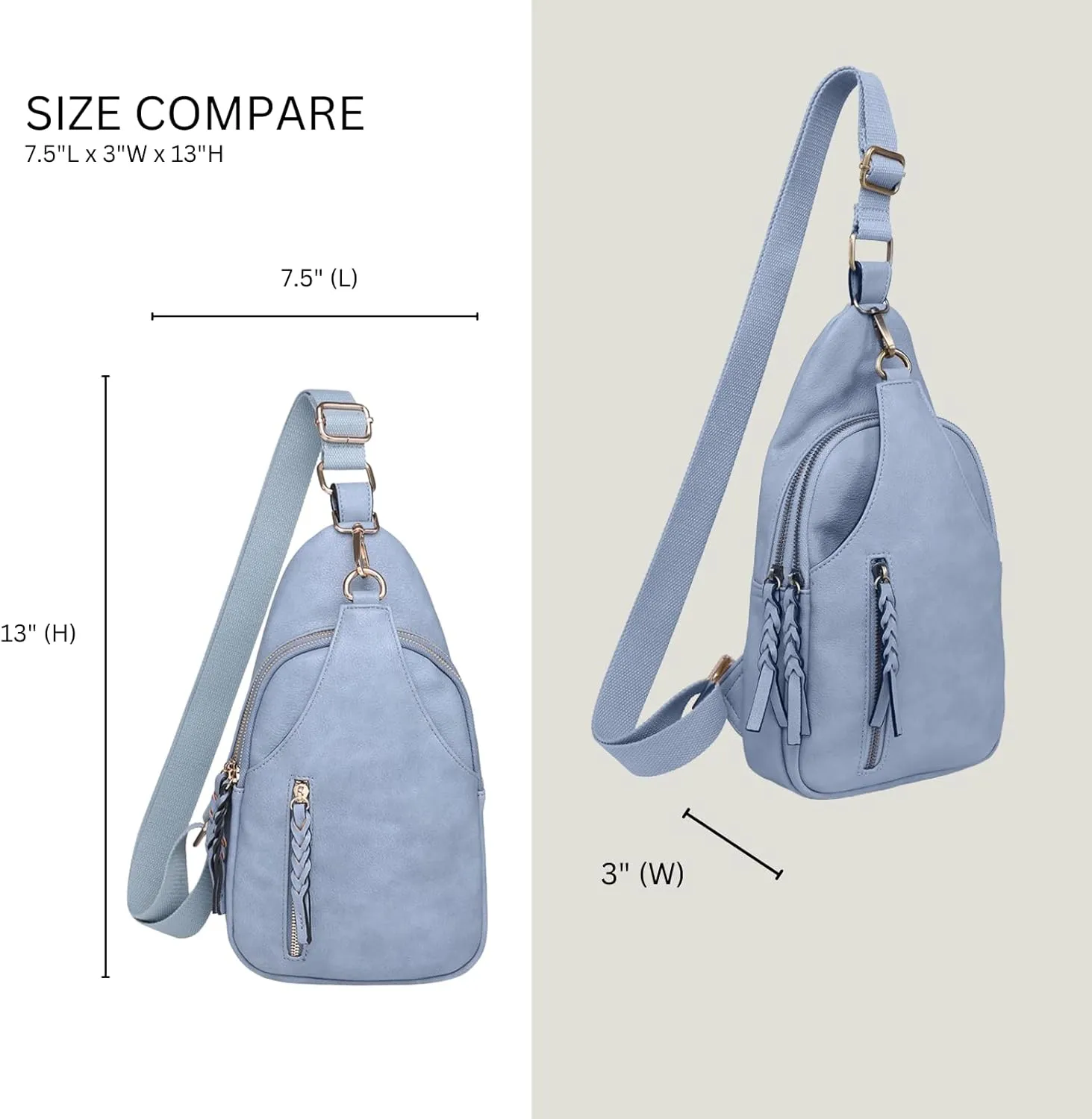 JEN & CO. Nikki Crossbody Sling Bag for Women Vegan Leather Fanny Pack Purse Trendy Chest Bag for Travel