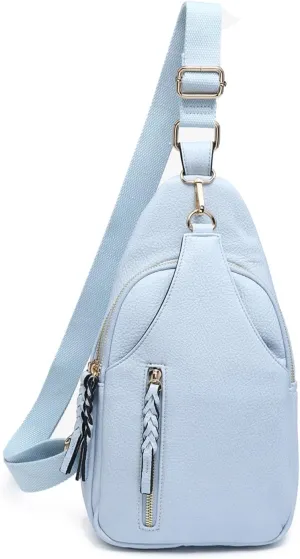 JEN & CO. Nikki Crossbody Sling Bag for Women Vegan Leather Fanny Pack Purse Trendy Chest Bag for Travel