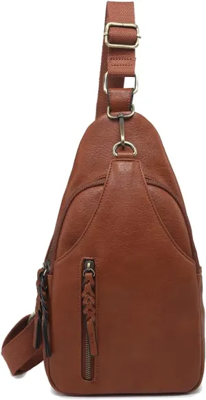 JEN & CO. Nikki Crossbody Sling Bag for Women Vegan Leather Fanny Pack Purse Trendy Chest Bag for Travel