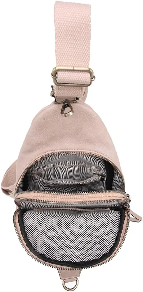 JEN & CO. Nikki Crossbody Sling Bag for Women Vegan Leather Fanny Pack Purse Trendy Chest Bag for Travel