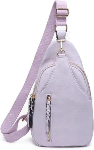 JEN & CO. Nikki Crossbody Sling Bag for Women Vegan Leather Fanny Pack Purse Trendy Chest Bag for Travel