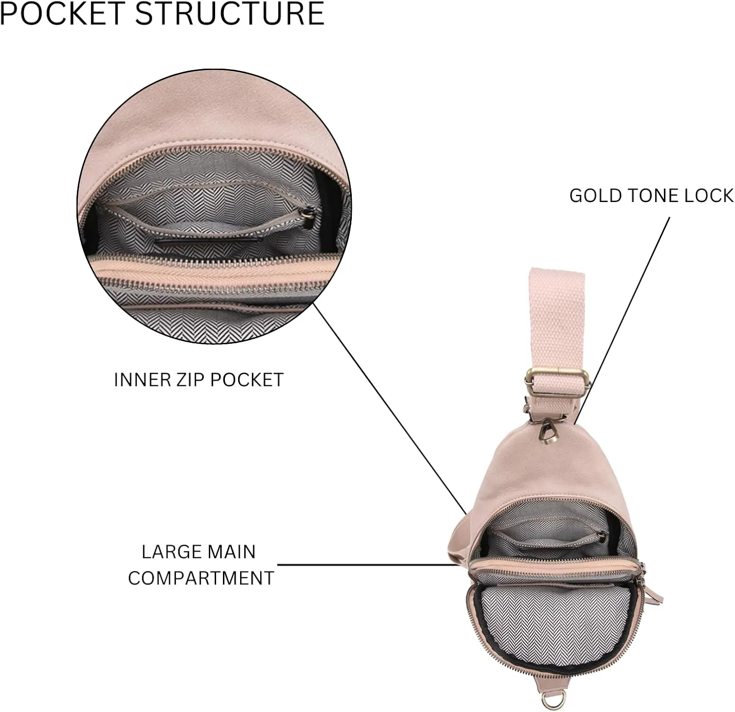 JEN & CO. Nikki Crossbody Sling Bag for Women Vegan Leather Fanny Pack Purse Trendy Chest Bag for Travel