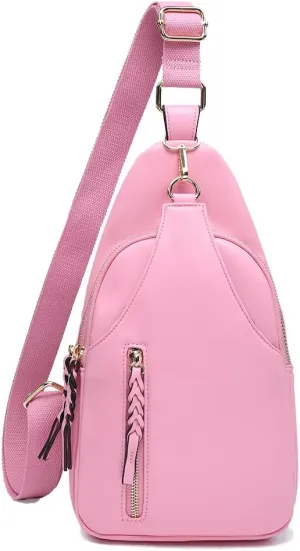 JEN & CO. Nikki Crossbody Sling Bag for Women Vegan Leather Fanny Pack Purse Trendy Chest Bag for Travel