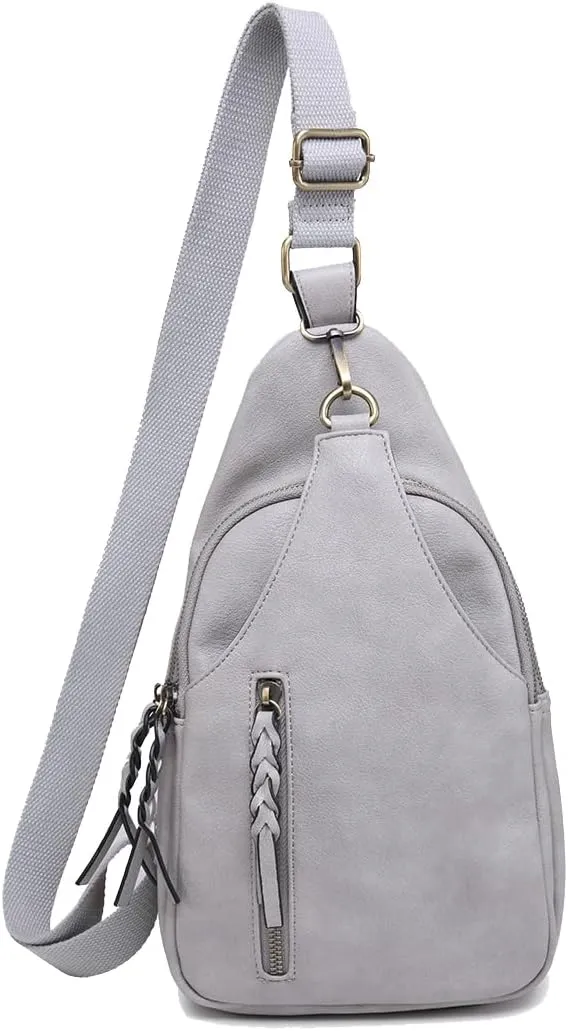 JEN & CO. Nikki Crossbody Sling Bag for Women Vegan Leather Fanny Pack Purse Trendy Chest Bag for Travel