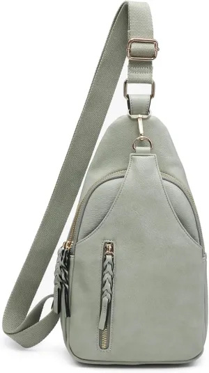 JEN & CO. Nikki Crossbody Sling Bag for Women Vegan Leather Fanny Pack Purse Trendy Chest Bag for Travel