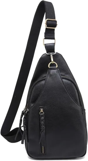 JEN & CO. Nikki Crossbody Sling Bag for Women Vegan Leather Fanny Pack Purse Trendy Chest Bag for Travel