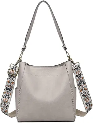 JEN & CO. Penny Bucket Bag for Women - Trendy Vegan Leather Crossbody Purse Bags, Boho Handbag, Side Pockets