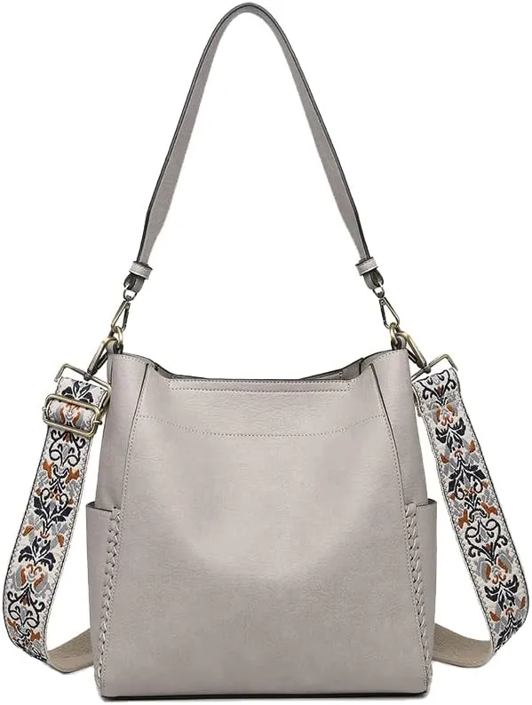 JEN & CO. Penny Bucket Bag for Women - Trendy Vegan Leather Crossbody Purse Bags, Boho Handbag, Side Pockets