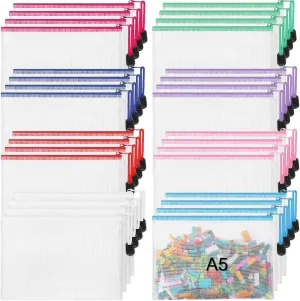 Jetec 32 Pcs Mesh Zipper Bags Toy Storage Bikini Organizer Bags Waterproof Zipper Pouches Reusable Puzzle Pouch Multipurpose for Organizing Storage Office(Classic Color,9 x 7 Inch)