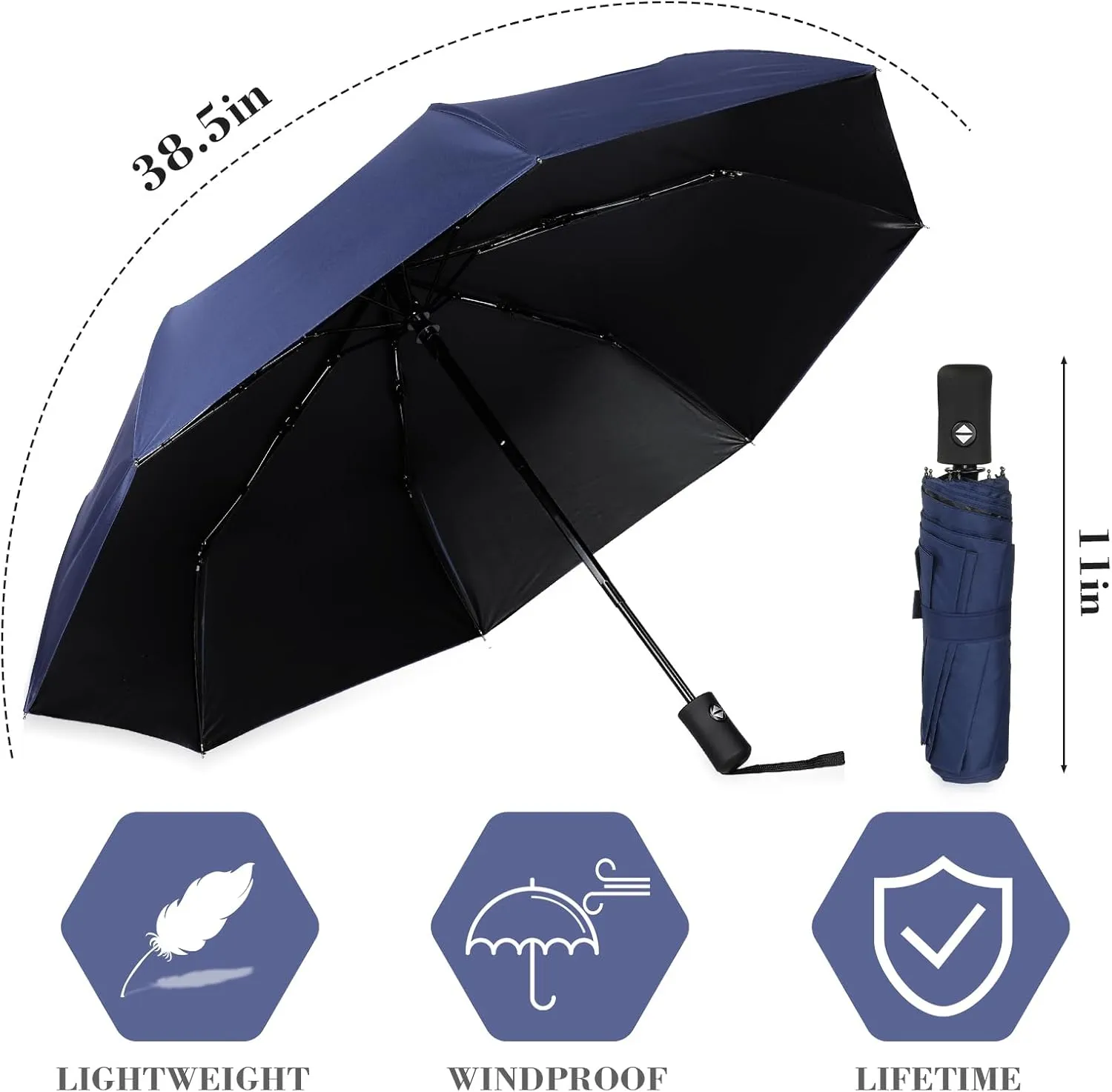 Jexine 6 Pcs Travel Compact Umbrella Automatic Open Close Windproof Small Light Backpack Purse Car Portable Collapsible Umbrella for Rain, Men Women