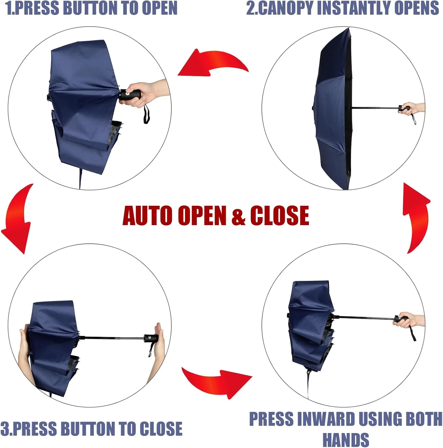 Jexine 6 Pcs Travel Compact Umbrella Automatic Open Close Windproof Small Light Backpack Purse Car Portable Collapsible Umbrella for Rain, Men Women
