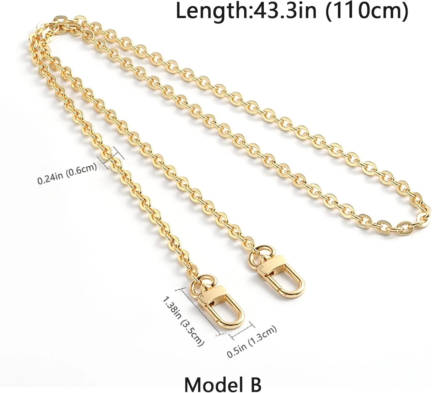 jiesinlov Purse Chain Strap CrossBody Handbag Gold Chains Shoulder Bag Strap Replacement,with Metal Buckles (B 43.3in)