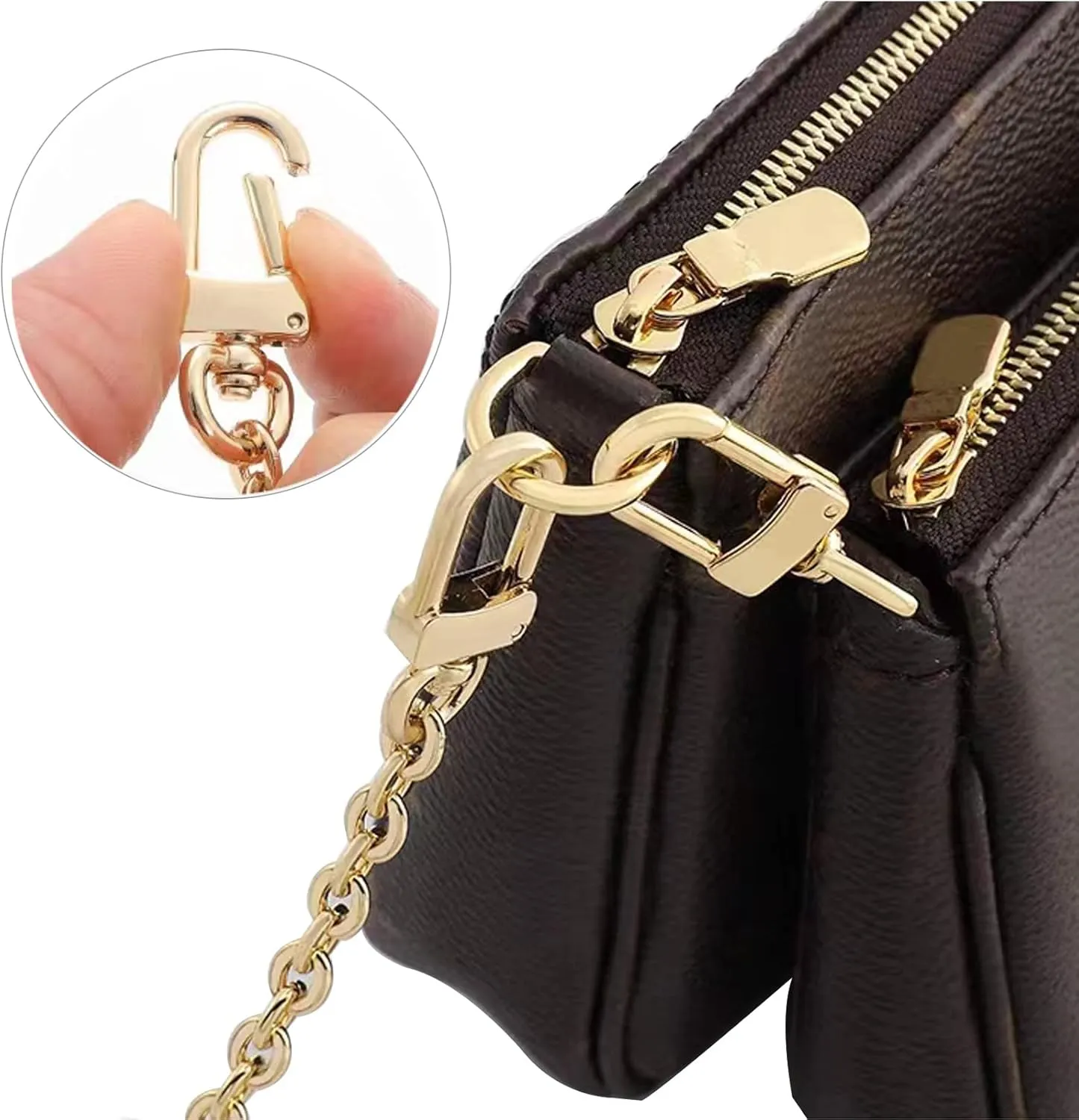 jiesinlov Purse Chain Strap CrossBody Handbag Gold Chains Shoulder Bag Strap Replacement,with Metal Buckles (B 43.3in)