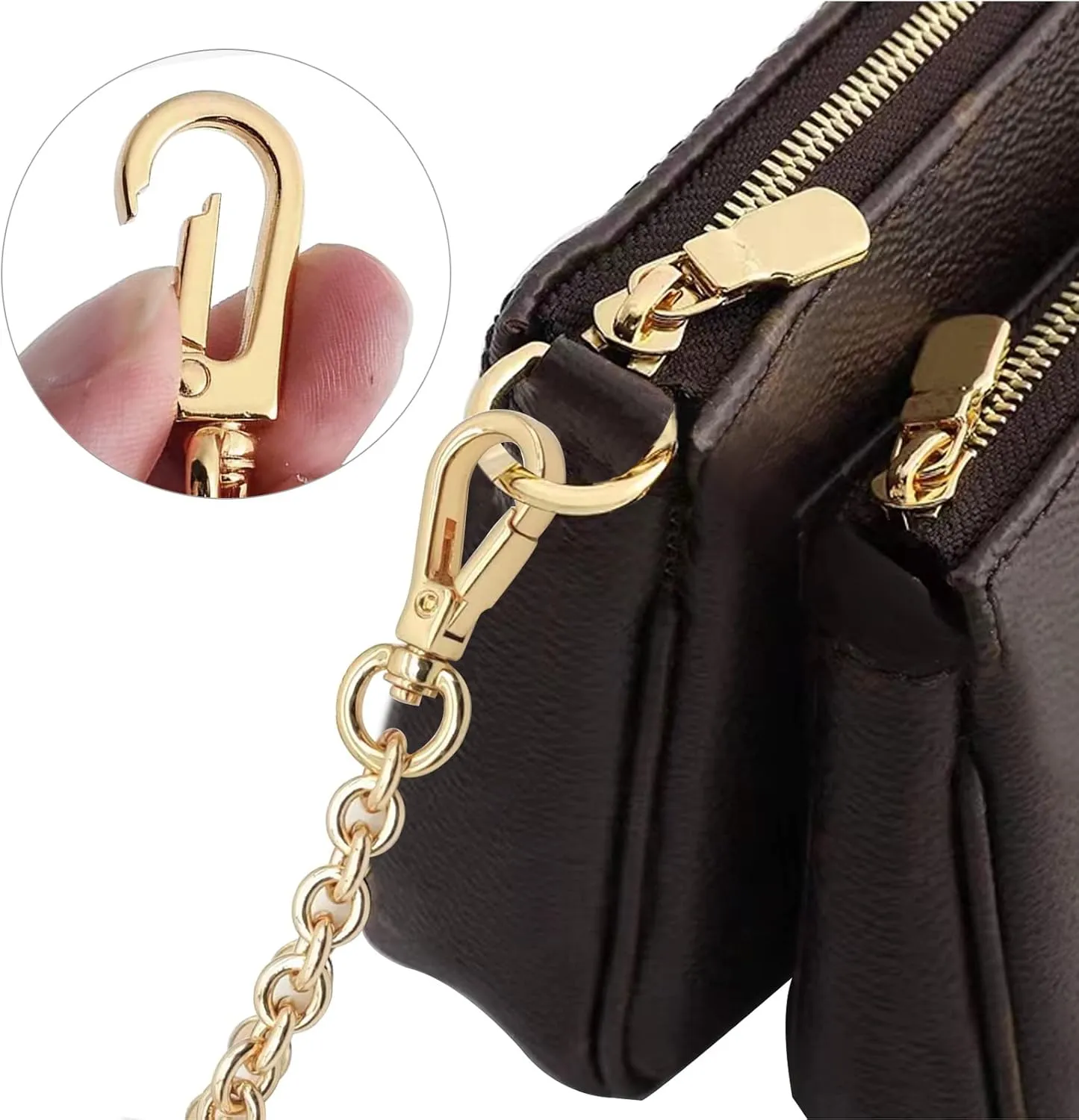 jiesinlov Purse Chain Strap CrossBody Handbag Gold Chains Shoulder Bag Strap Replacement,with Metal Buckles (D 43.3in)