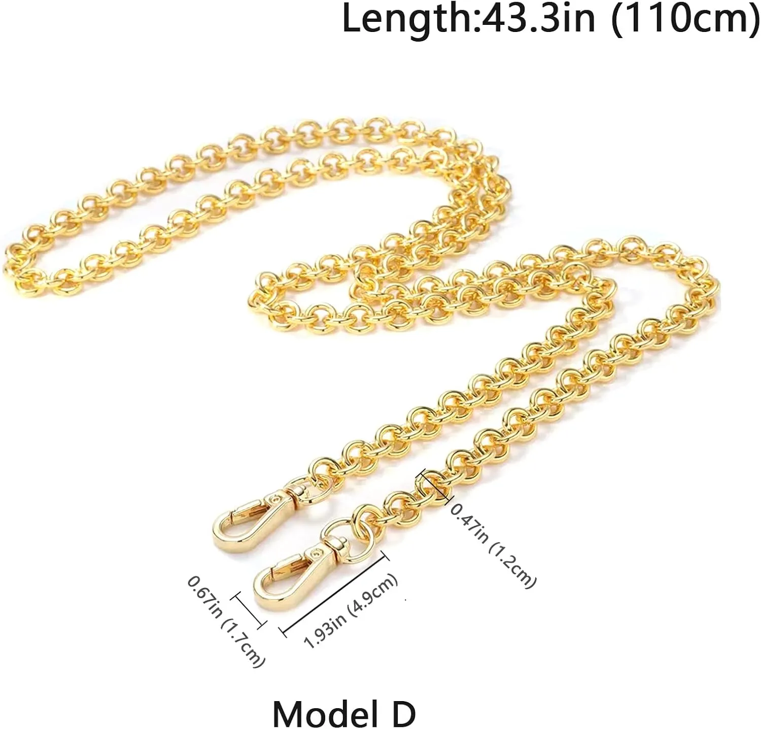 jiesinlov Purse Chain Strap CrossBody Handbag Gold Chains Shoulder Bag Strap Replacement,with Metal Buckles (D 43.3in)