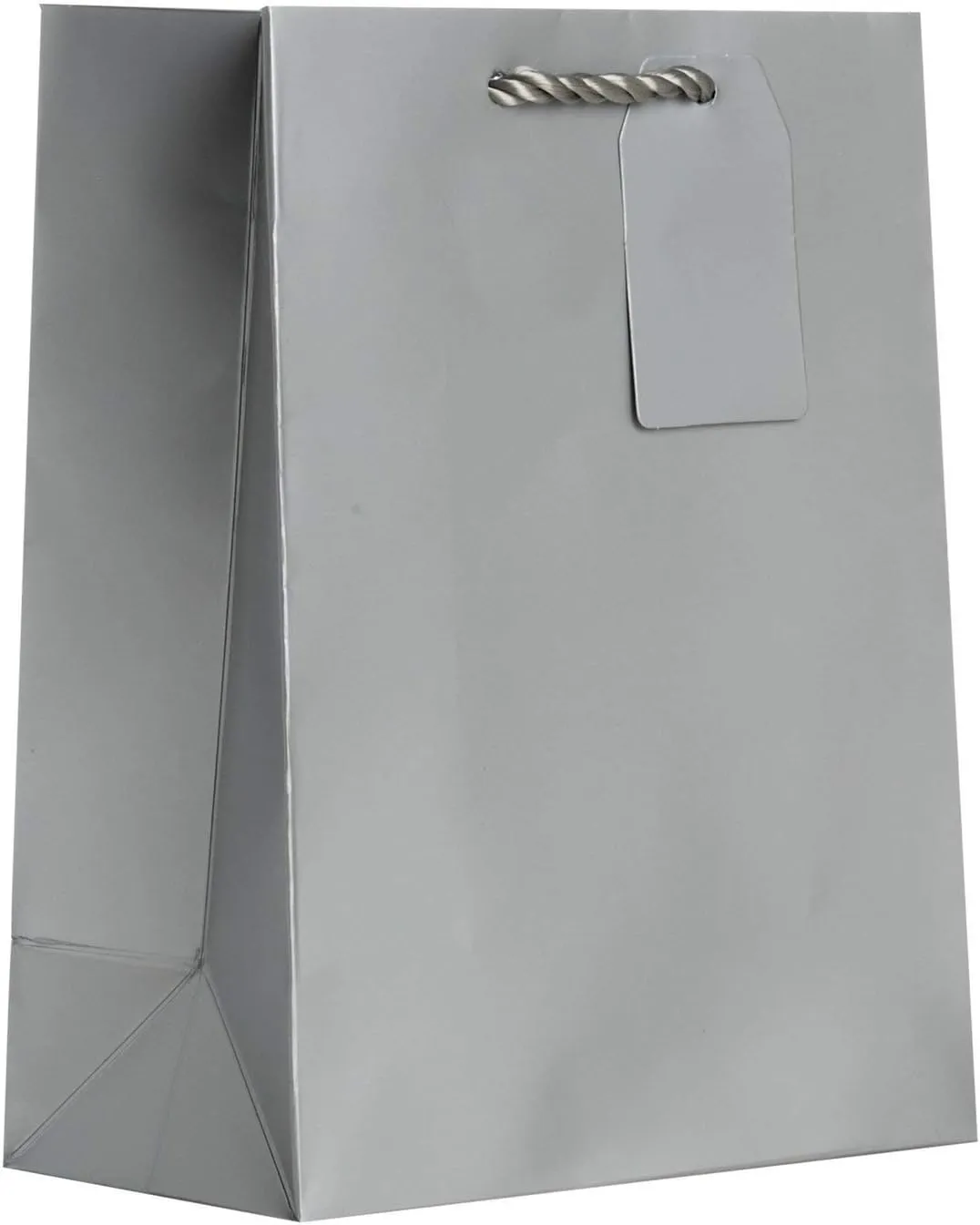 Jillson Roberts 6-Count Medium 8" x 10" x 4" All-Occasion Gift Bags Available in 20 Solid Colors, Silver Matte