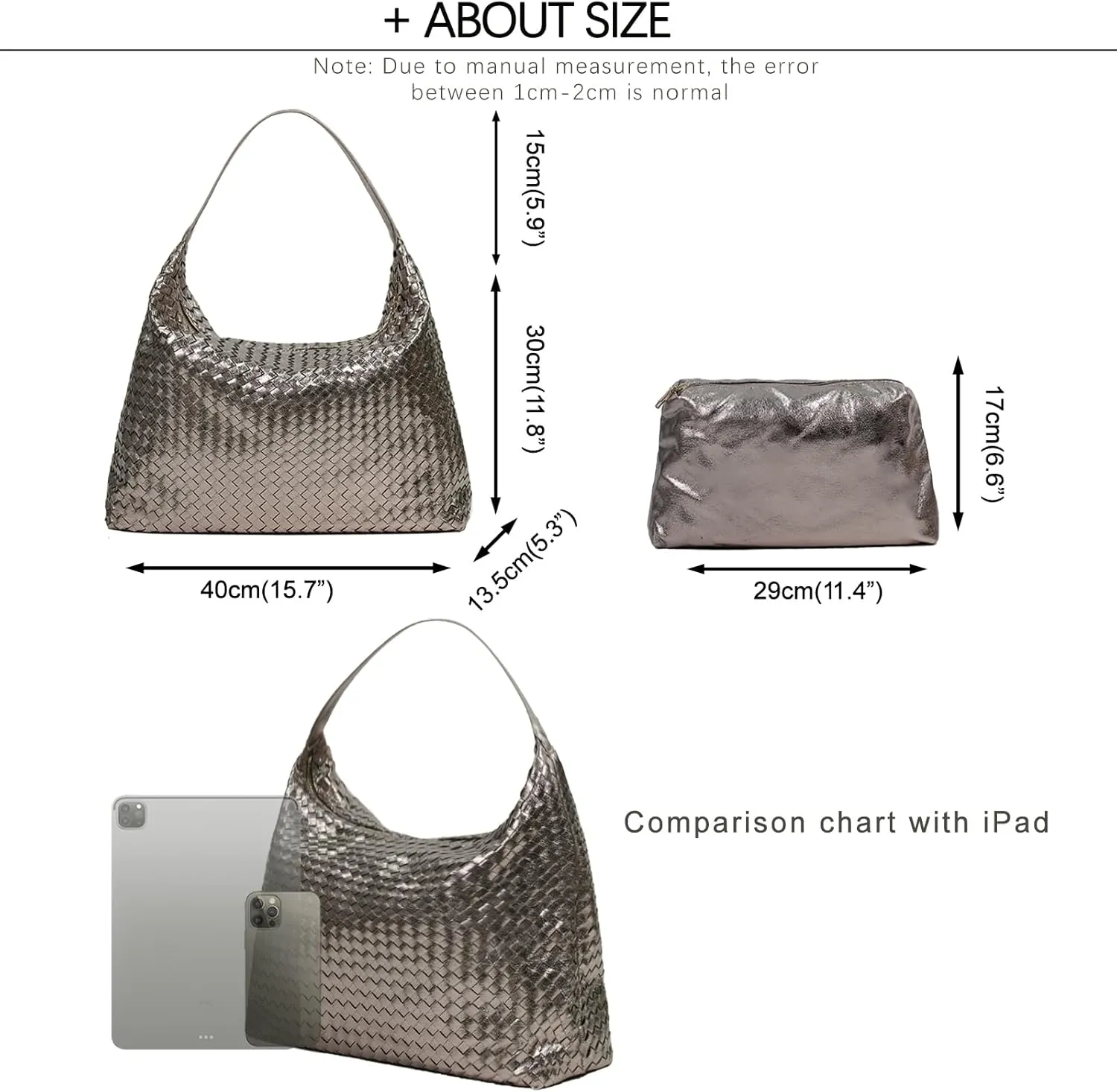 JINMANXUE Woven Tote Bag for Women, Woven Bags with Small Purse,Large Braided Top Handle Hobo Satchel Handbag