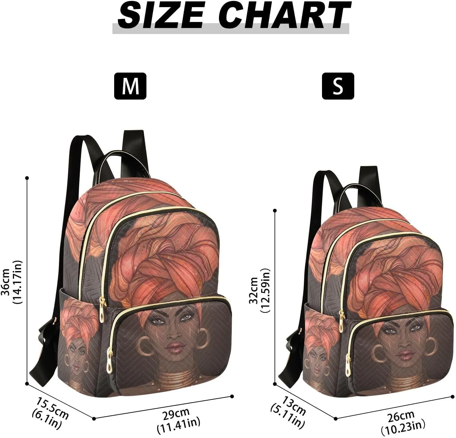 JIPONI African American Pretty Girl Backpack Purse for Women Lightweight Back Pack Casual Daypack Travel Shoulder Bag Bookbag - S