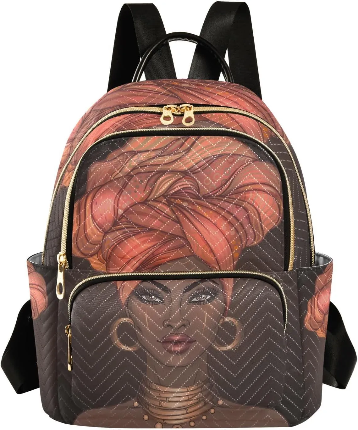 JIPONI African American Pretty Girl Backpack Purse for Women Lightweight Back Pack Casual Daypack Travel Shoulder Bag Bookbag - S
