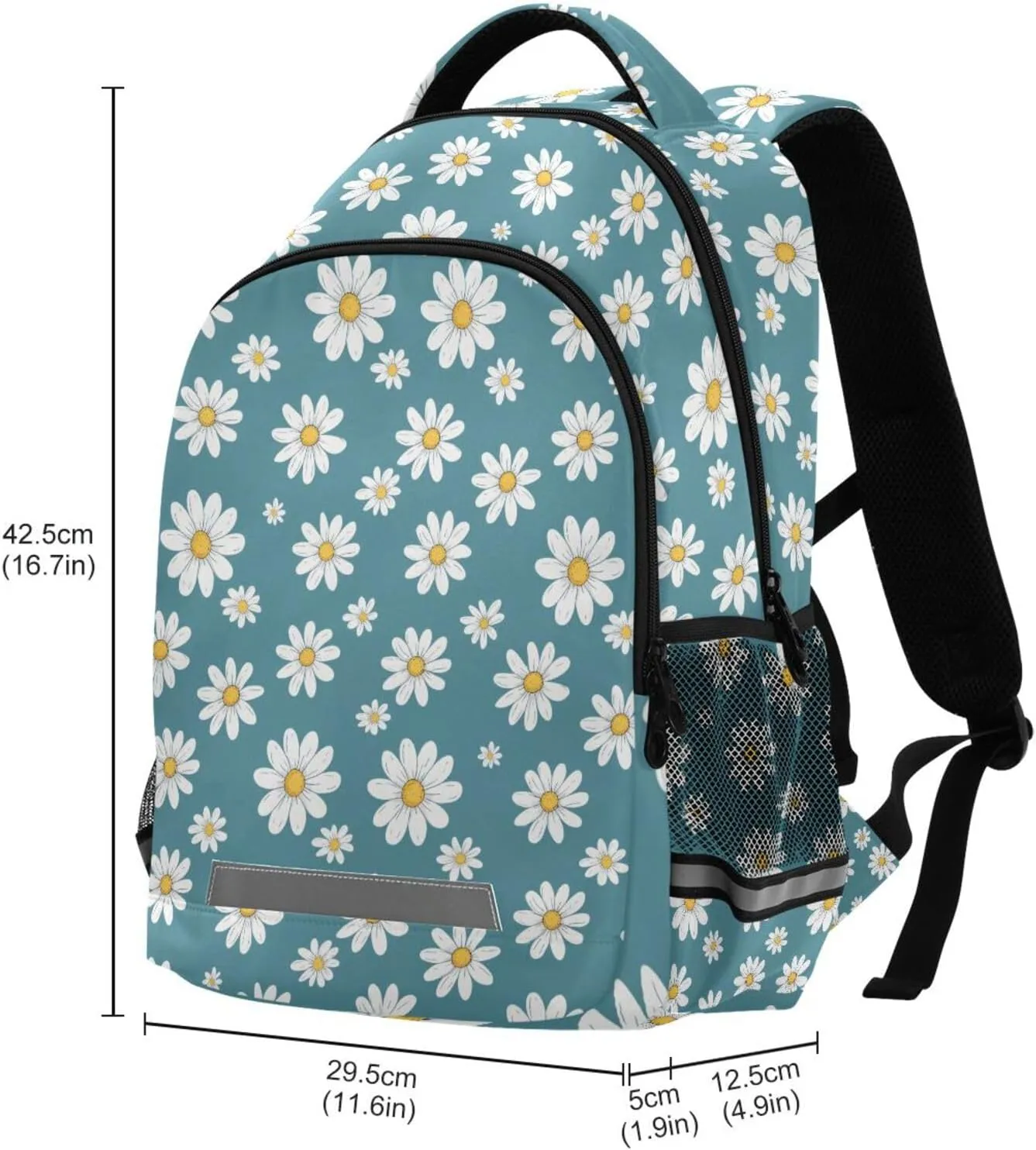 JIPONI Daisy Flower Blue Back Backpack For Girls Boys School Kids Bookbag Travel Laptop Backpack Purse Daypack With Chest Strap