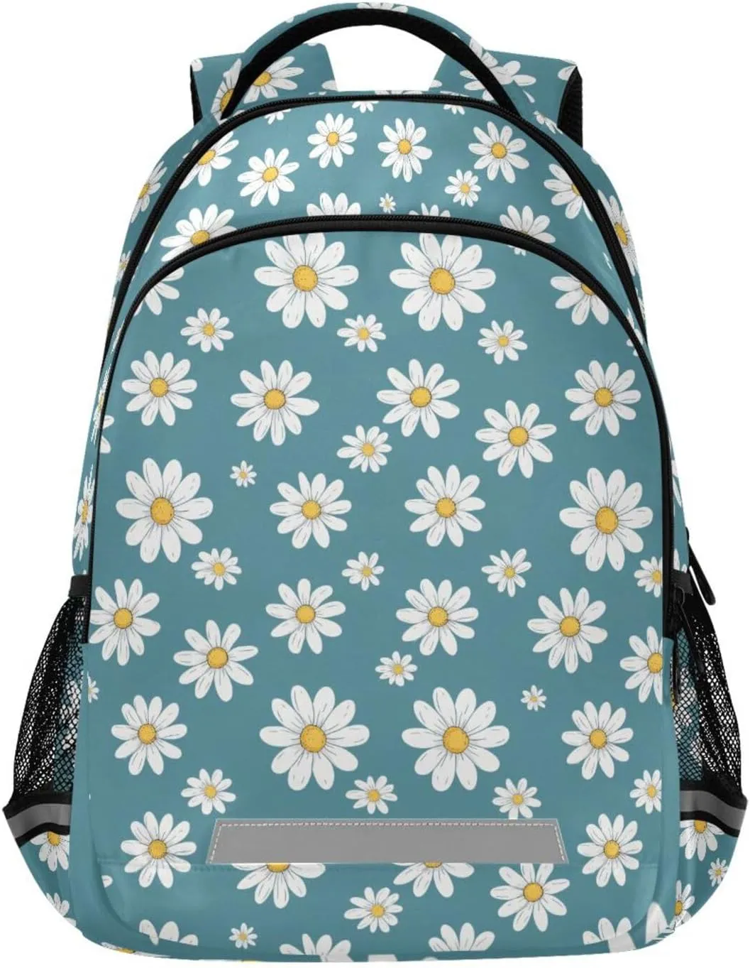 JIPONI Daisy Flower Blue Back Backpack For Girls Boys School Kids Bookbag Travel Laptop Backpack Purse Daypack With Chest Strap