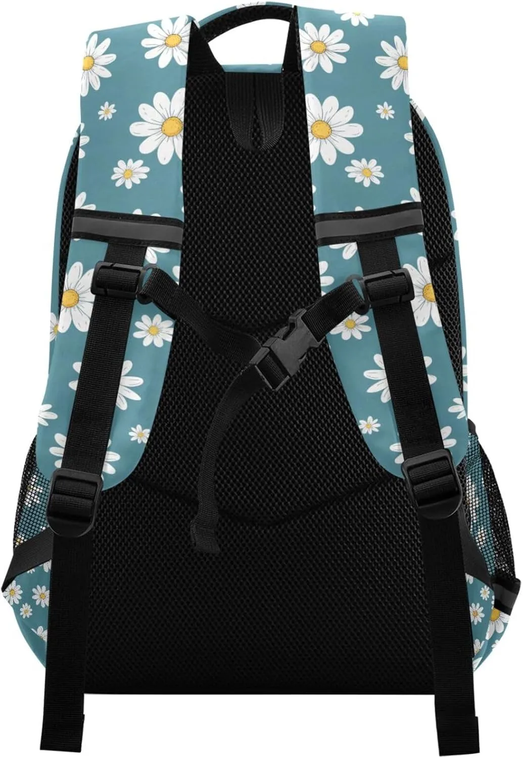 JIPONI Daisy Flower Blue Back Backpack For Girls Boys School Kids Bookbag Travel Laptop Backpack Purse Daypack With Chest Strap