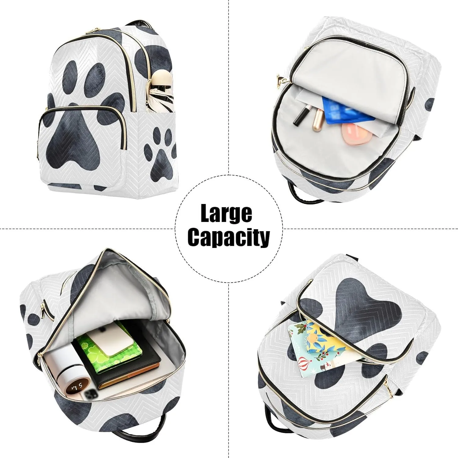 JIPONI Dog Paw Print Printing Backpack Purse for Women Lightweight Back Pack Casual Daypack Travel Shoulder Bag Bookbag - S