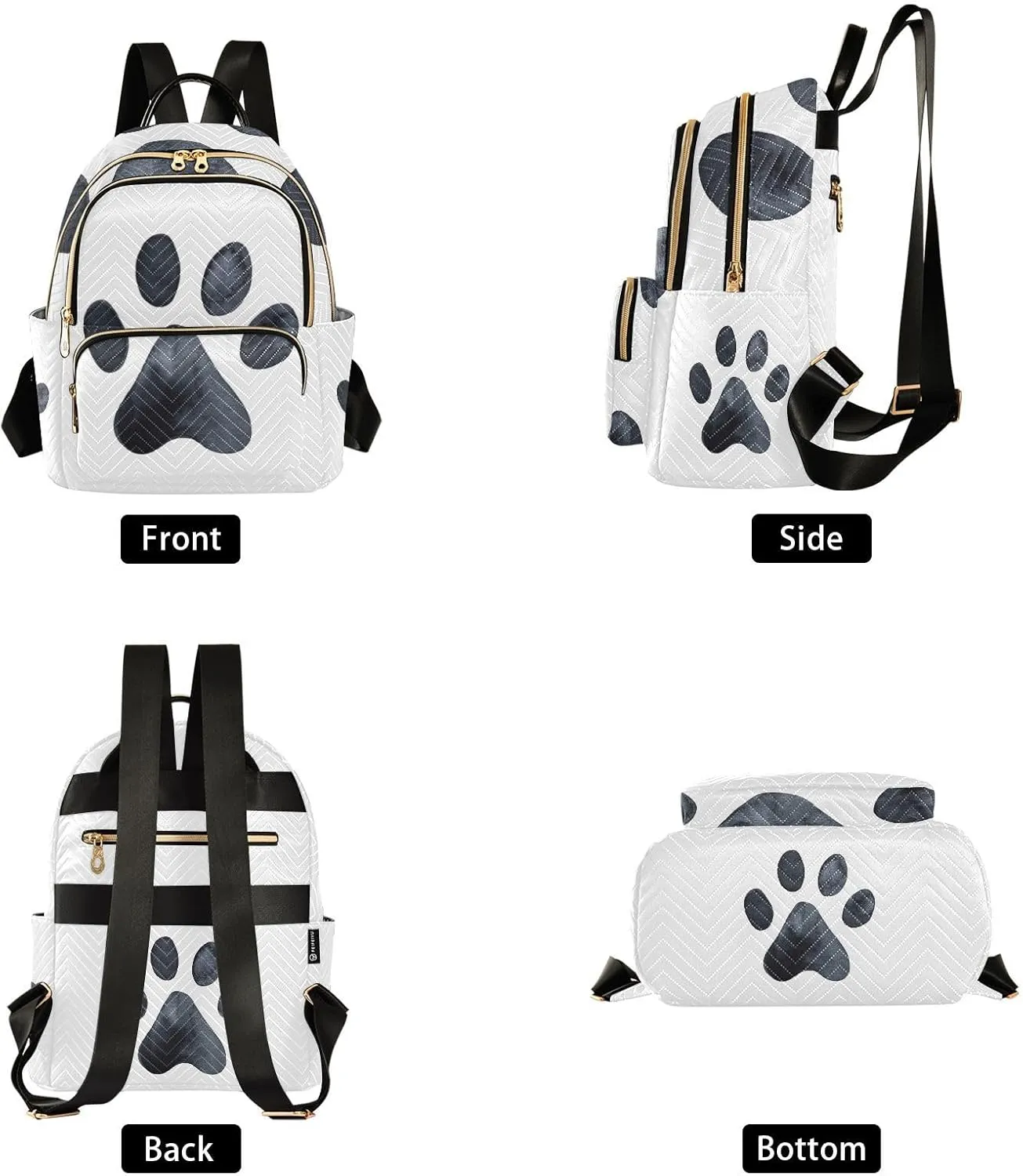 JIPONI Dog Paw Print Printing Backpack Purse for Women Lightweight Back Pack Casual Daypack Travel Shoulder Bag Bookbag - S