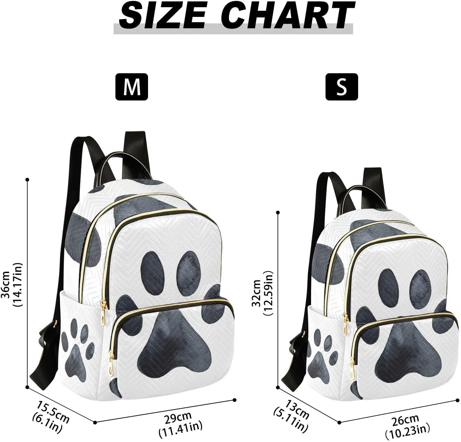 JIPONI Dog Paw Print Printing Backpack Purse for Women Lightweight Back Pack Casual Daypack Travel Shoulder Bag Bookbag - S