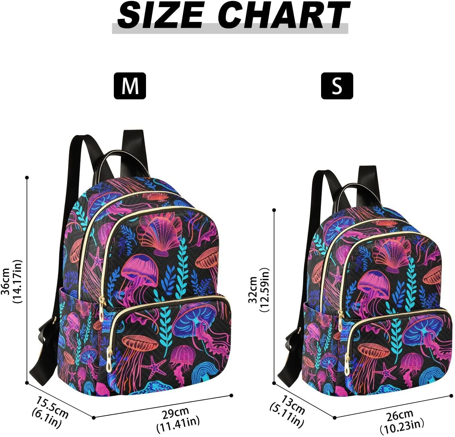 JIPONI Jellyfish Seaweed Small Backpack for Women, Travel Purse Back Pack, Casual Daypack, Lightweight Bag-S