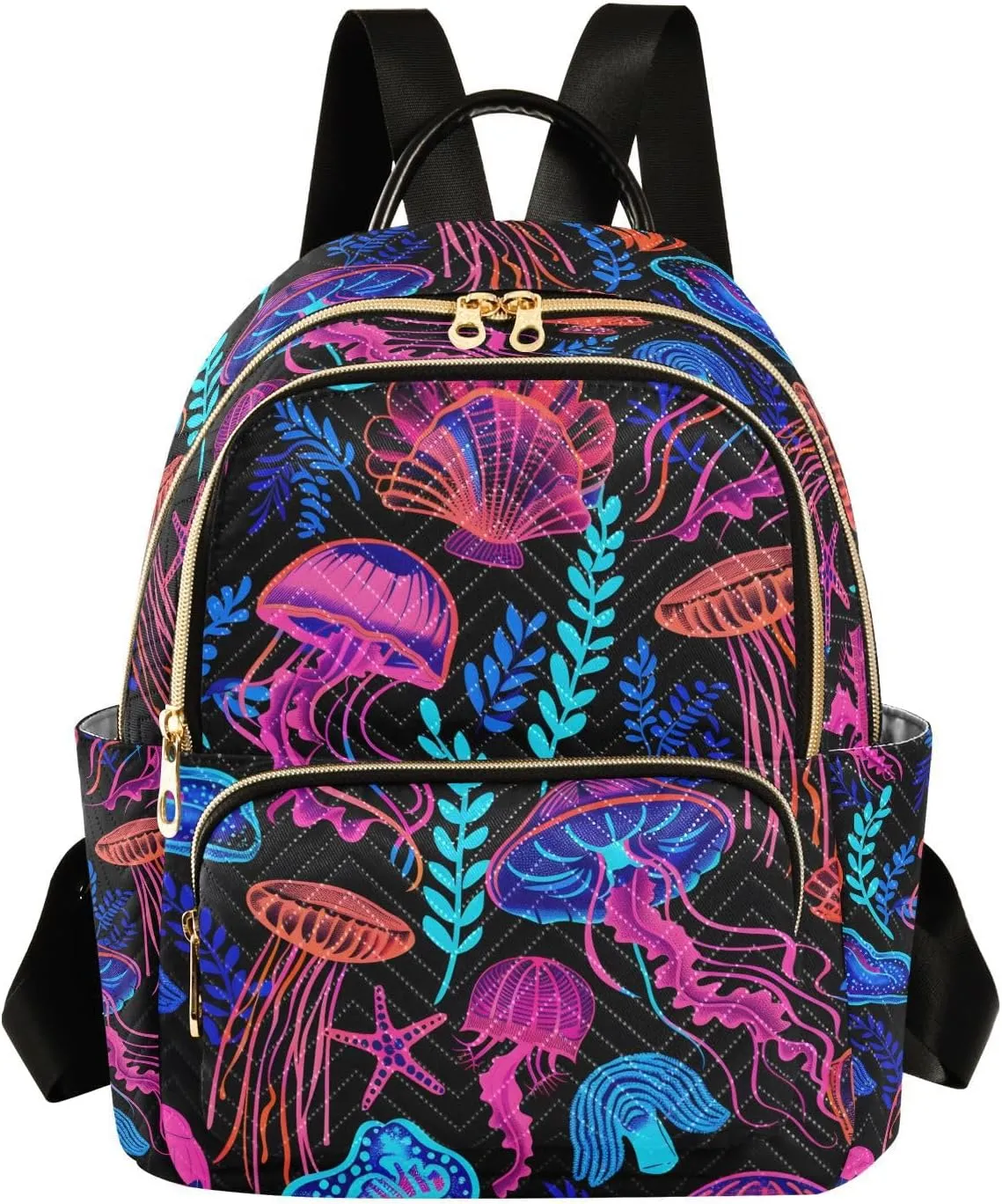 JIPONI Jellyfish Seaweed Small Backpack for Women, Travel Purse Back Pack, Casual Daypack, Lightweight Bag-S