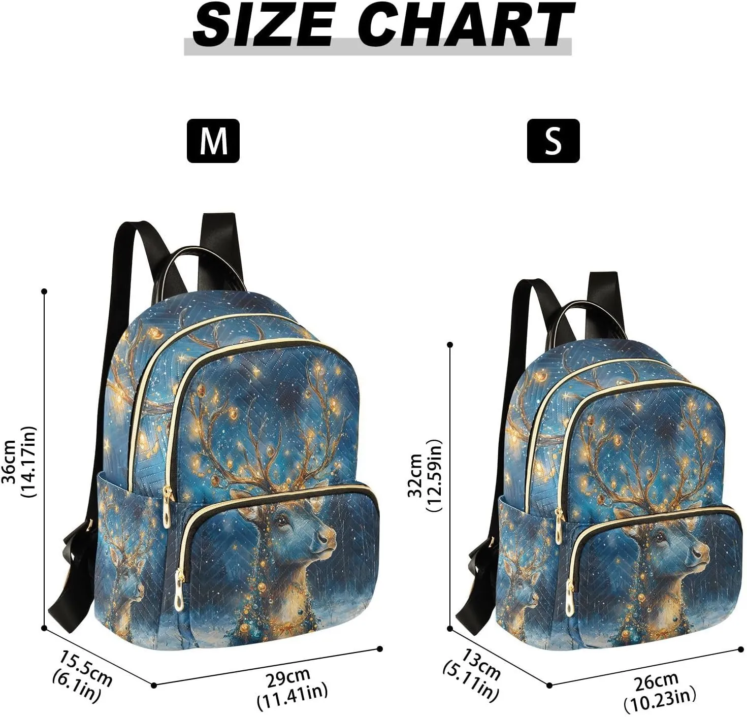 JIPONI Shimmering Reindeer Small Backpack for Women, Travel Purse Back Pack, Casual Daypack, Lightweight Bag-S