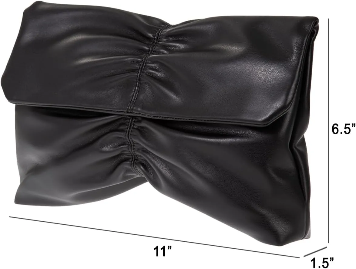 JNB Women's Synthetic Leather Wrinkled Clutch Party Wedding Purse