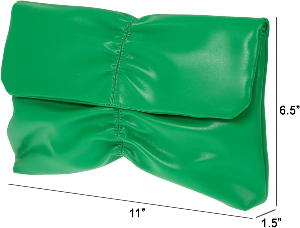 JNB Women's Synthetic Leather Wrinkled Clutch Party Wedding Purse