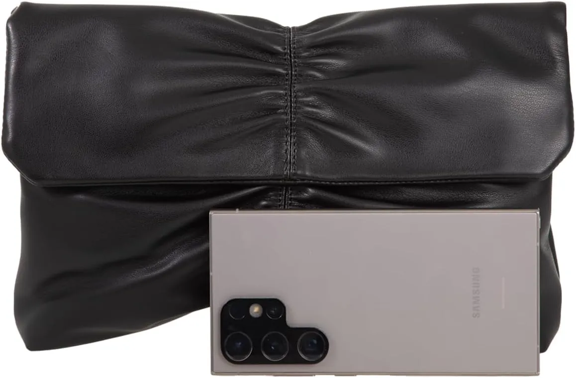 JNB Women's Synthetic Leather Wrinkled Clutch Party Wedding Purse
