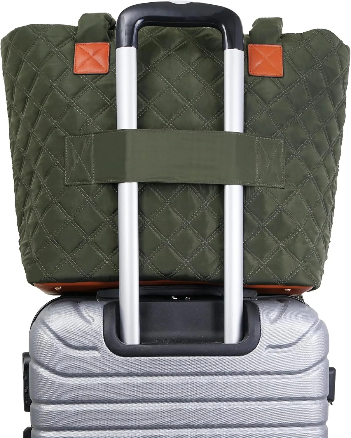 Joan & David 21 Inch Diamond Quilted Nylon Workbook Tote (Hunter Green)