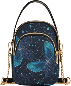 Joisal Blue Butterflies Small Purses for Women Crossbody, Shoulder Purses Trendy Handbag for Women, Small Cell Phone Purse