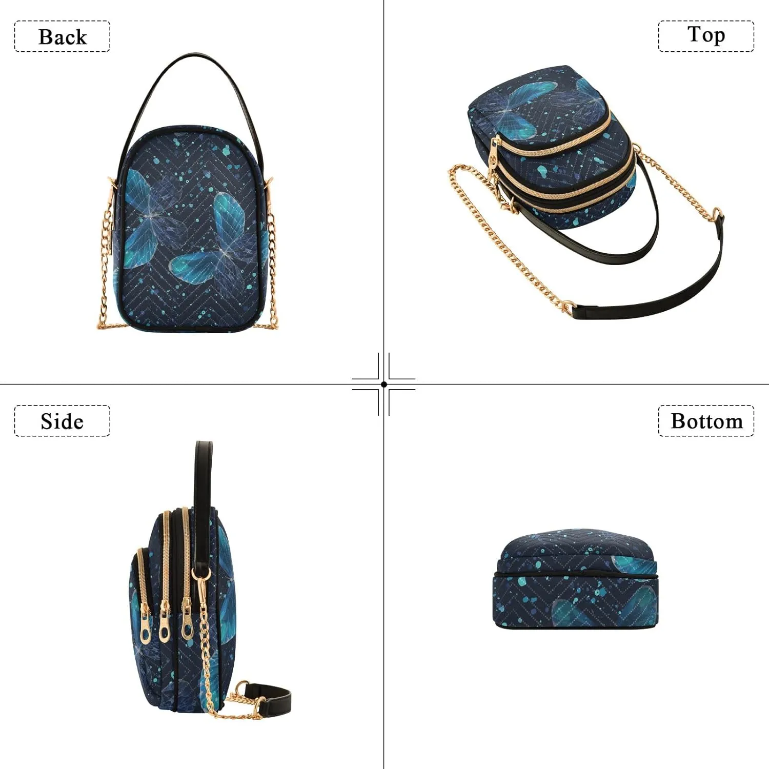 Joisal Blue Butterflies Small Purses for Women Crossbody, Shoulder Purses Trendy Handbag for Women, Small Cell Phone Purse