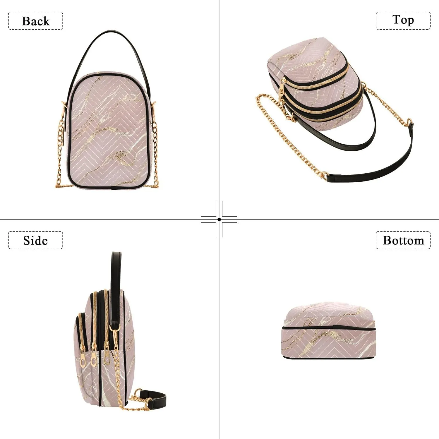 Joisal Gold Rose Marble Women's Crossbody Purse, Small Crossbody Bags for Women Travel Purse Crossbody