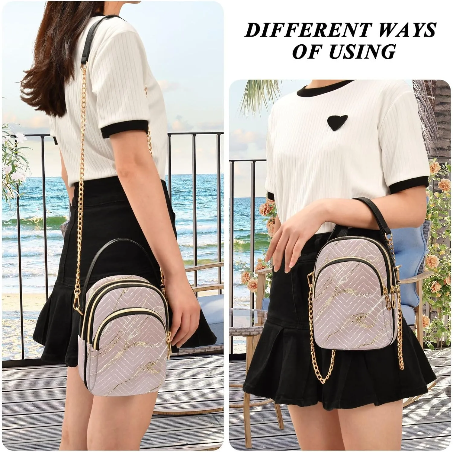 Joisal Gold Rose Marble Women's Crossbody Purse, Small Crossbody Bags for Women Travel Purse Crossbody