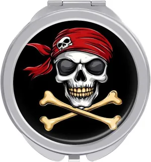 Jolly Roger Skull Compact Makeup Mirror Mini Foldable Cosmetic Mirror Portable Travel Mirror for Purse Pocket