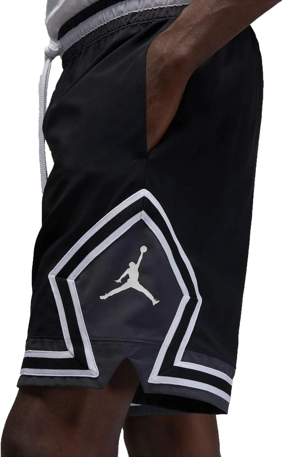 Jordan Dri-FIT Sport Men's Woven Diamond Shorts (Black/White/Dark Shadow/White, FB7580-010)