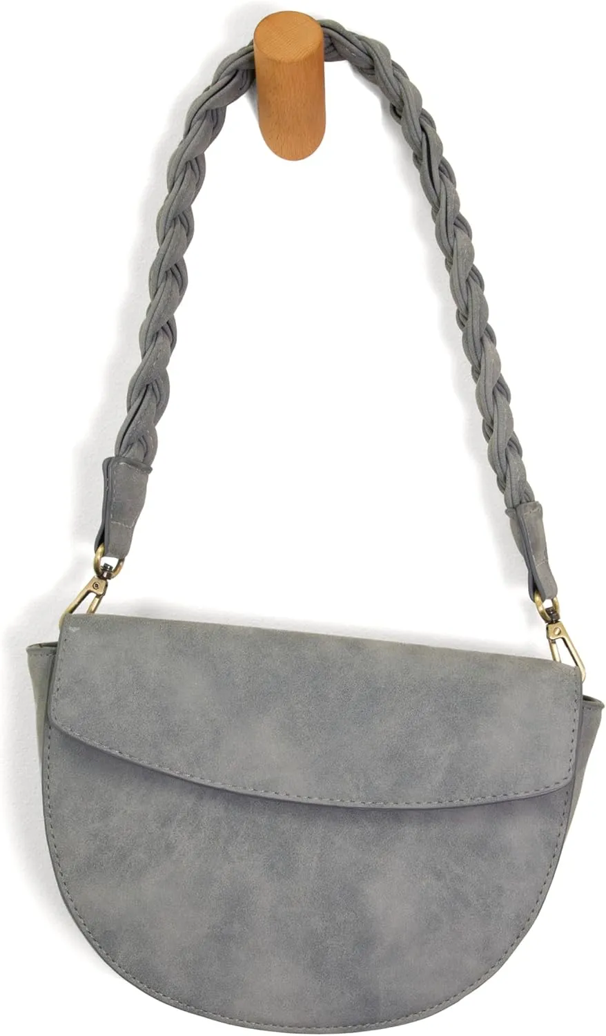 Joy Susan Womens Fashion Purse Luna Crescent Crossbody Handbag with Braided Strap