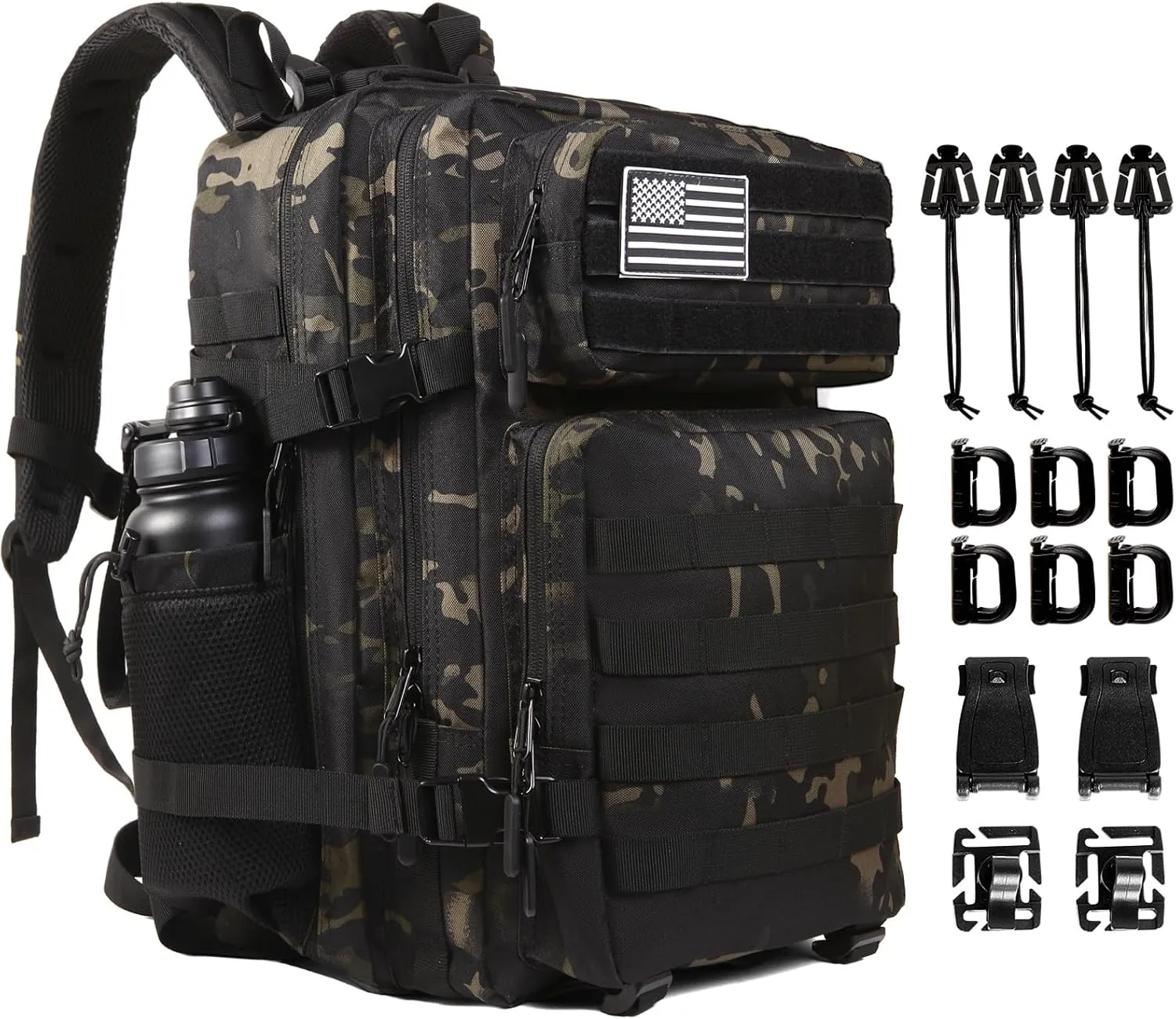 Joyfulife 45L Military Tactical Backpack for Men Women Military Backpack Molle Backpack Large Army 3 Day Assault Pack Bug Out Bag Hiking Rucksack Daypack with Bottle Holder