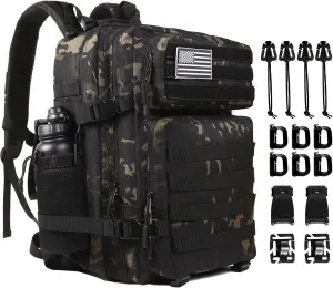 Joyfulife 45L Military Tactical Backpack for Men Women Military Backpack Molle Backpack Large Army 3 Day Assault Pack Bug Out Bag Hiking Rucksack Daypack with Bottle Holder