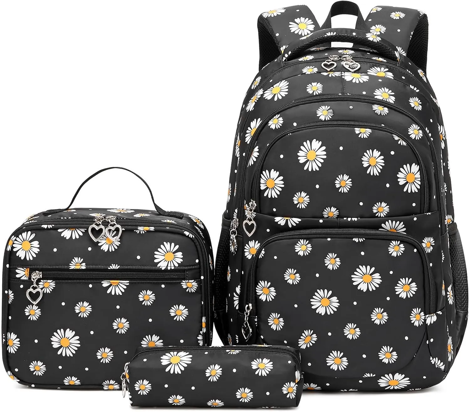 Joyfulife Lightweight Water Resistant Daisy Backpacks for Girls School Backpack with Lunch Bag and Pencil Case