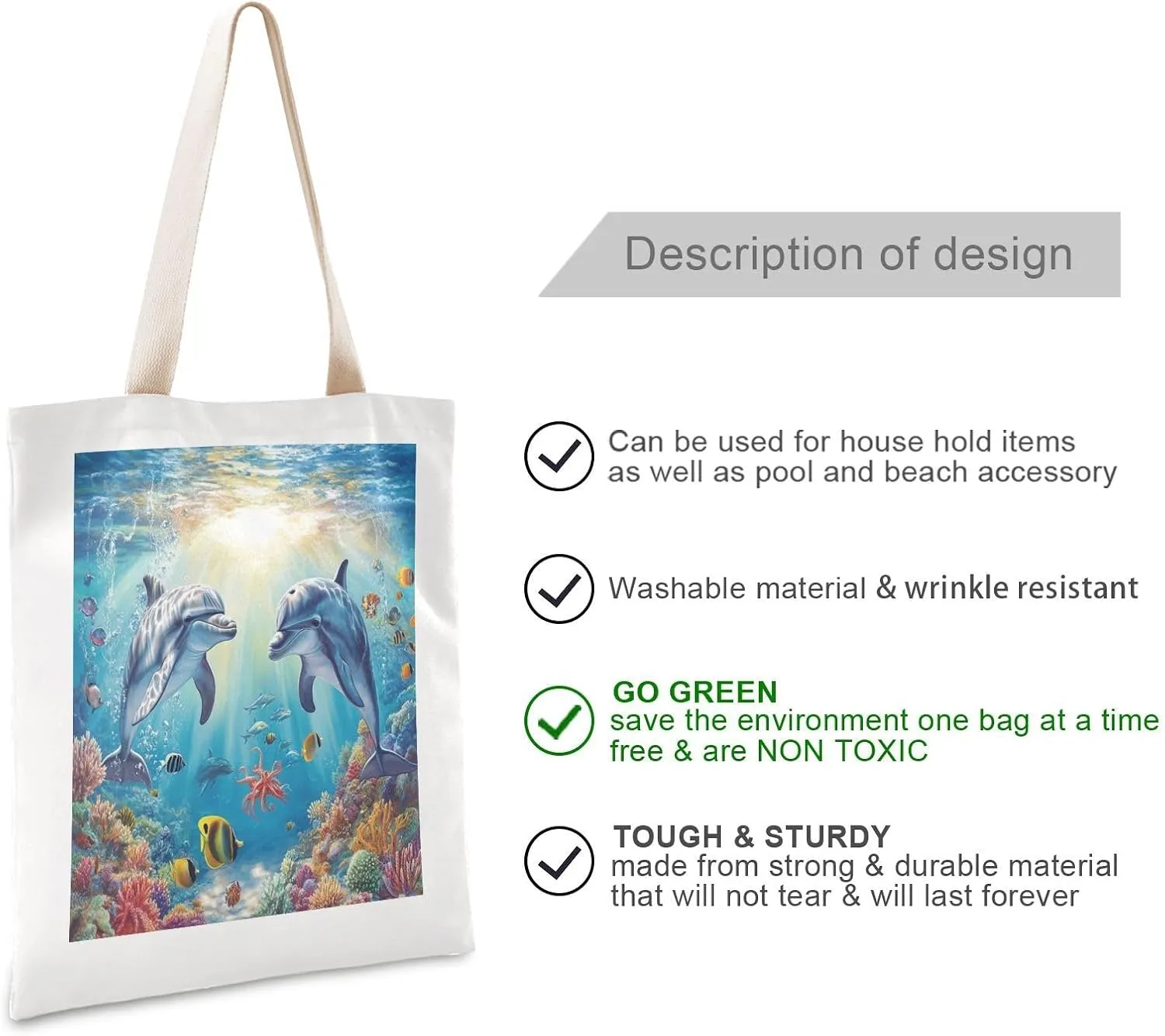 JSTEL Canvas Tote Bag for Women with Pocket,Canvas Tote Purse Shopping Bag