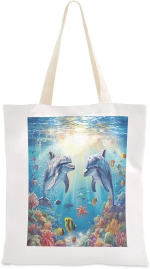 JSTEL Canvas Tote Bag for Women with Pocket,Canvas Tote Purse Shopping Bag
