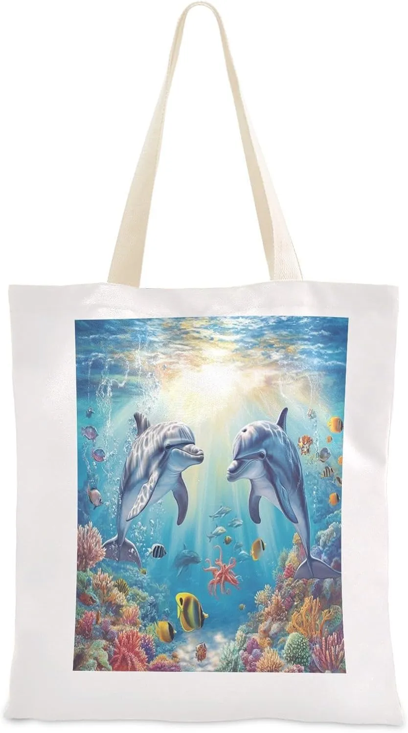 JSTEL Canvas Tote Bag for Women with Pocket,Canvas Tote Purse Shopping Bag